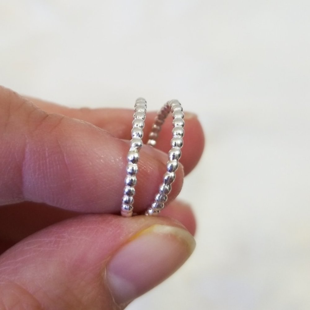 {nwt} Sterling Silver Beaded Midi Rings - set of 2 - Picture 6 of 6